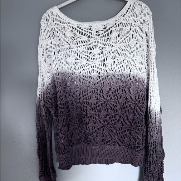 Elan Off-the-Shoulder Brown and Cream Sweater - Picture 3 of 5